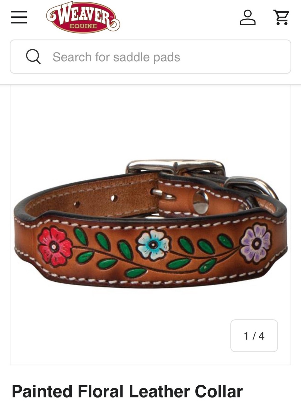 🔱Weavers Hand Panted Floral Detailed Tooled Leather Buckle Dog Collar